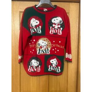 Vintage Christmas Holiday Snoopy Sweater Size M